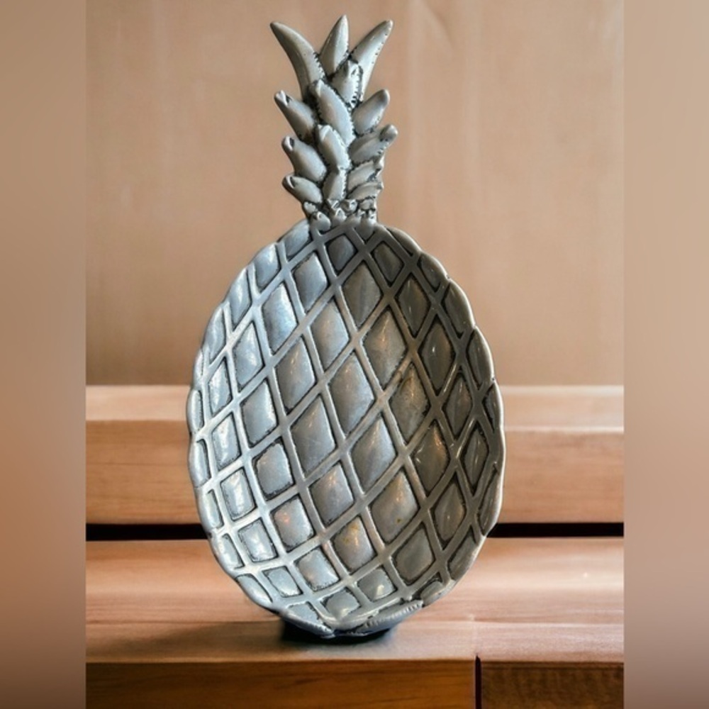 Vintage Wilton Bruce Cox Cast Aluminum Pineapple Tray / Dish Footed & Signed